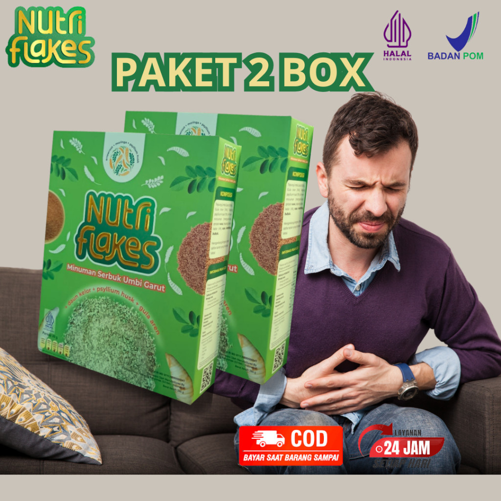 

Nutriflakes Sereal Umbi Garut Obat Atasi Maag, Gerd Dan Asam Lambung 2 Box