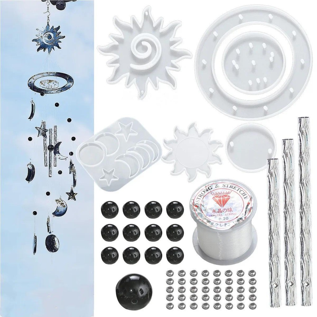 

DIY Crystal Epoxy Resin Mold Sun Star Moon Manual Wind Chime Combination Material Kit Silicone Mold For Resin