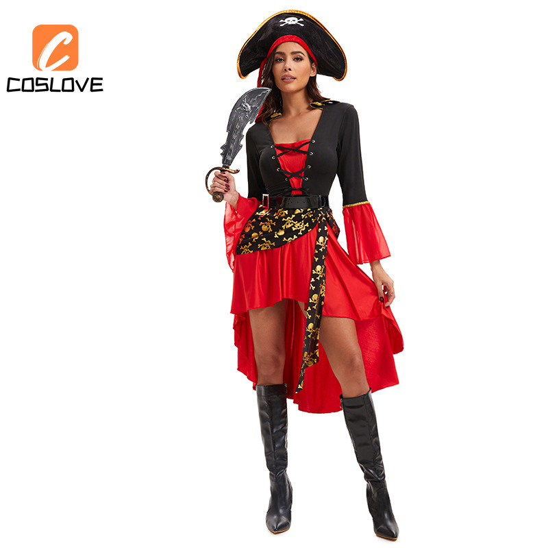 Woman Pirates Cosplay Clothing Full Set Costume Outfits For Adult Dress Classic Movie Stage Style Pe