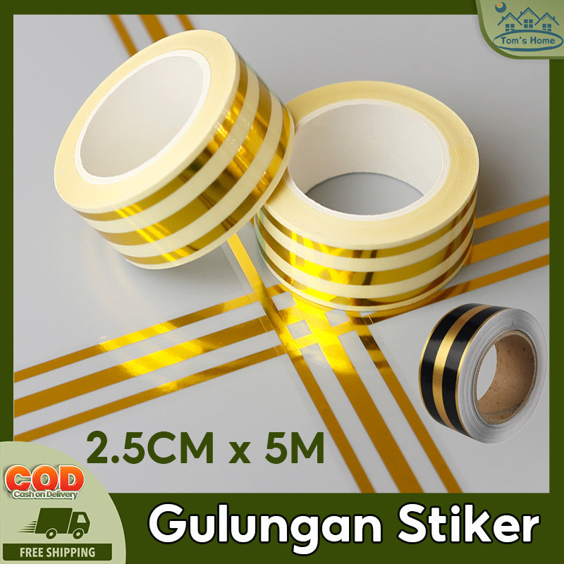 5M Gulungan Stiker Emas / Stiker Dekorasi Interior / Gulungan Sticker Dekorasi Lantai Strip Stiker L