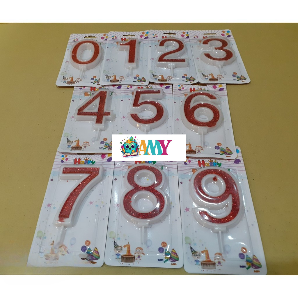 LILIN ULTAH BLING-BLING MERAH10CM AMY STASIONARY