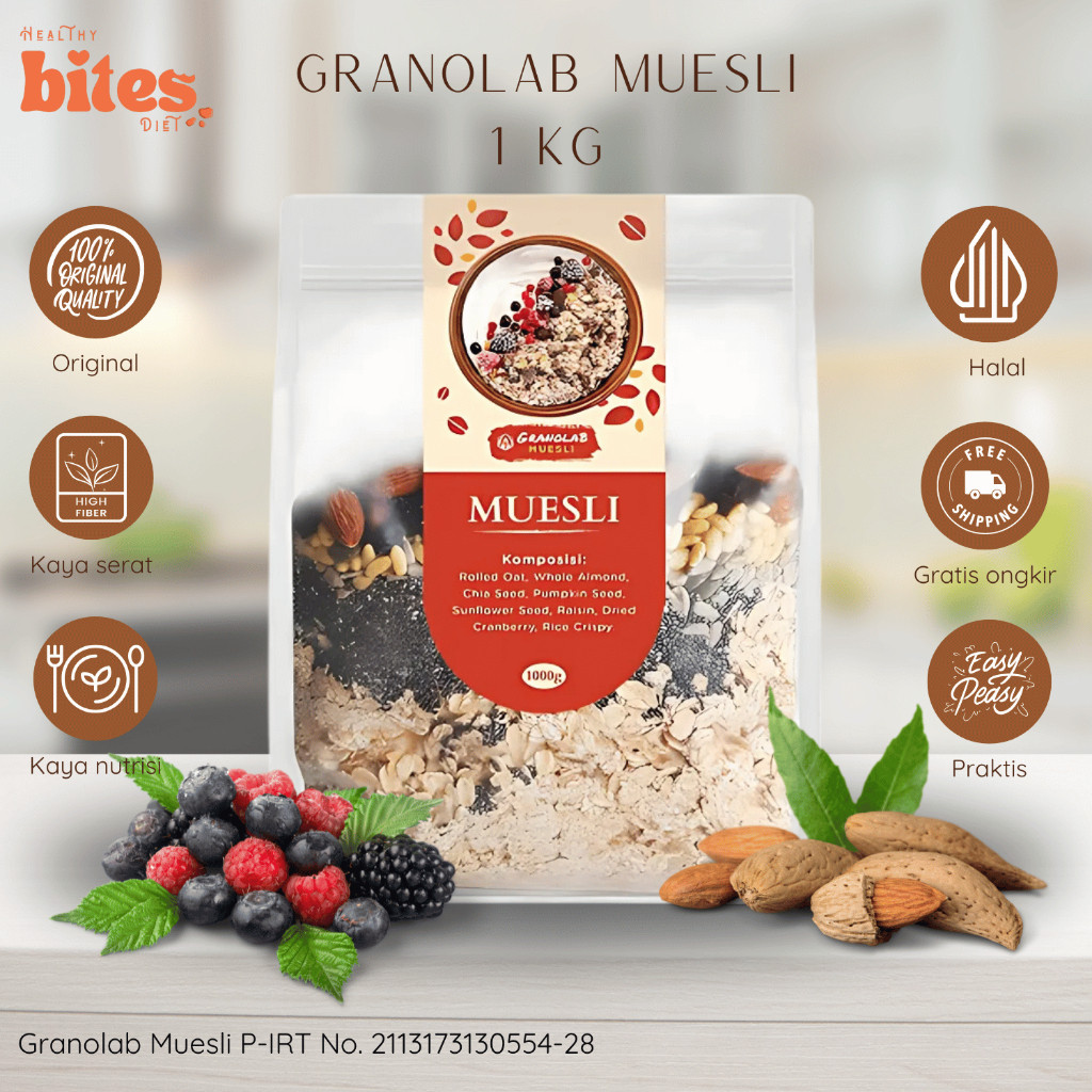 

Muesli Fruit and Seed 1Kg Premium - Granolab Muesli | Healthy Bites Diet Store