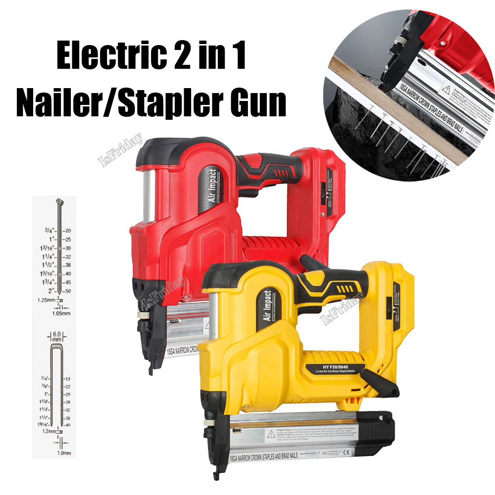 

18V Cordless Electric 2 in 1 Nailer/Stapler Gun with 200pcs F50 and 9032(K432) Nail For Makita 18v B Series Lithium Battery