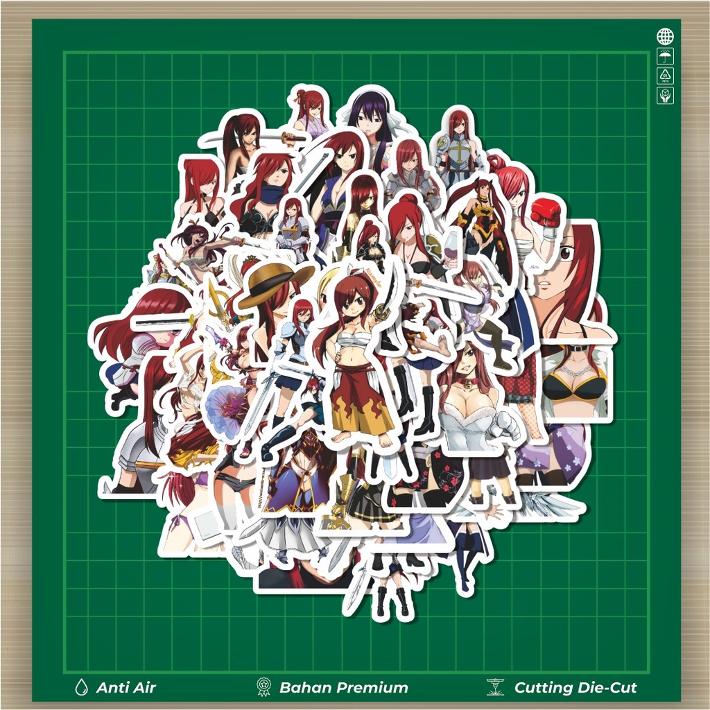 

HOT 50 PCS STIKER Stiker Anime Series Fairy Tail Character Erza Scarlet Stiker Fashion Cars Decal Dingin Kartu Album Custom Vinyl Anti Air- Sticker Aesthetic Buku Journal Koper Casing HP Tablet Laptop Helm Motor Botol Minum