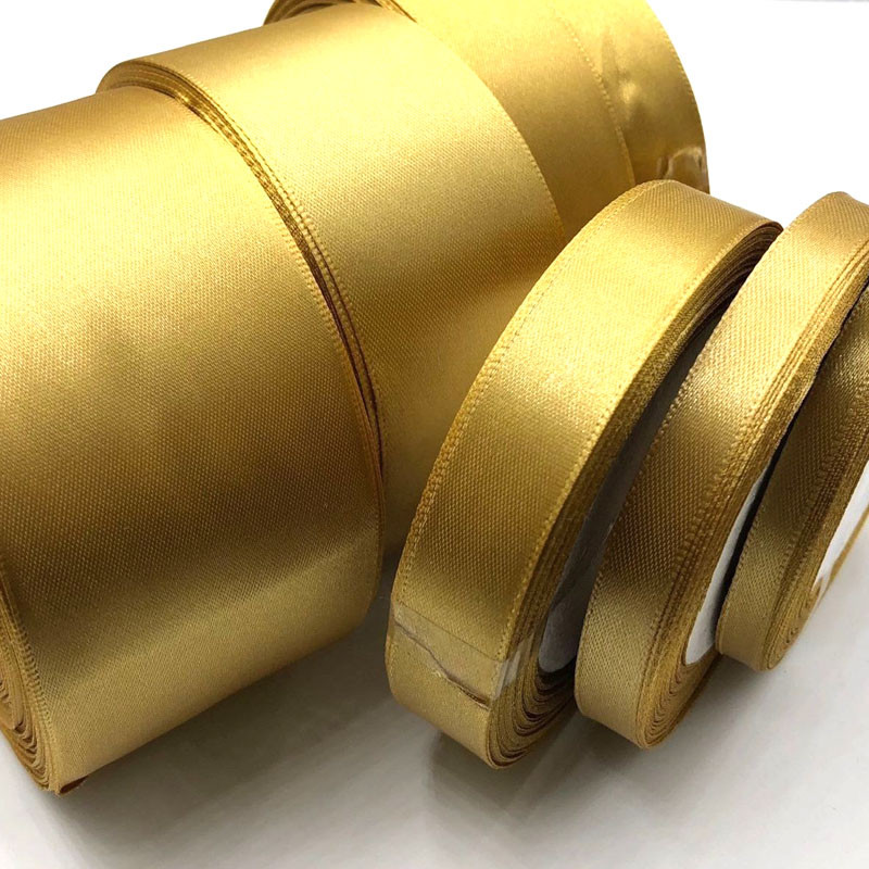 

25 Yards 6mm-50mm Gold Silk Satin Ribbon Wedding Party Decoration Gift Wrapping Christmas New Year Sewing Fabric Ribbon 104