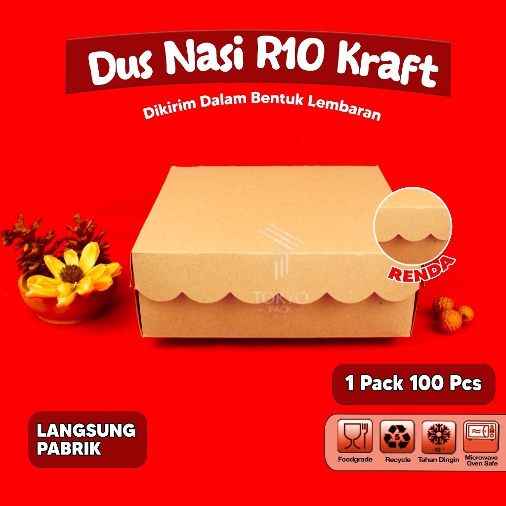 

Box Dus Nasi Kraft Renda R10 20x20 Kotak Katering 310gsm Isi 100 pcs