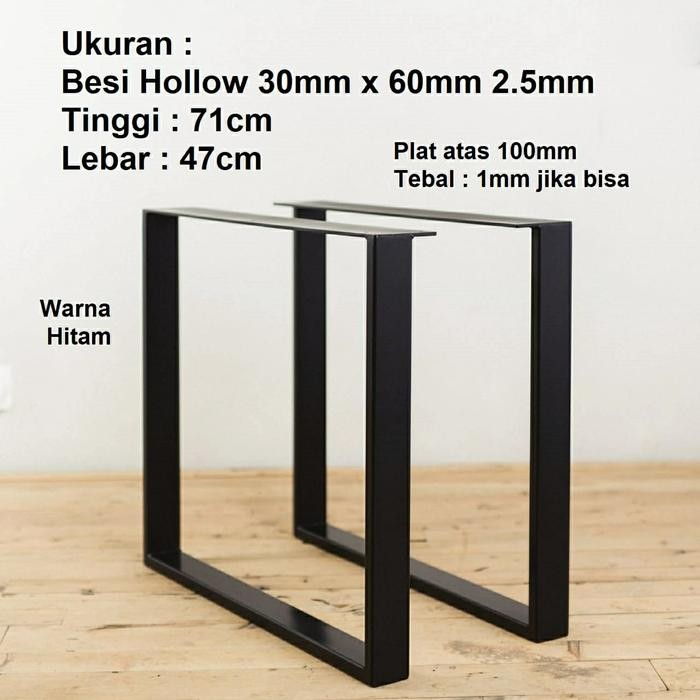 kaki meja besi hollow kotak
