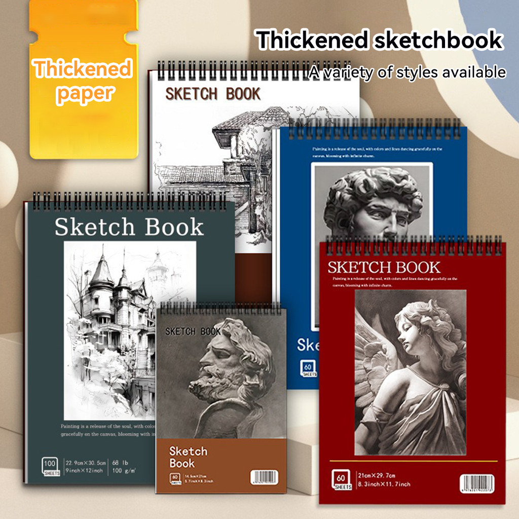 

A3/A4/A5 Sketching Artist Grade Sketch Book, Thick Paper Drawing Pad for Art Students, Blank Pages for Pencil Charcoal Ink