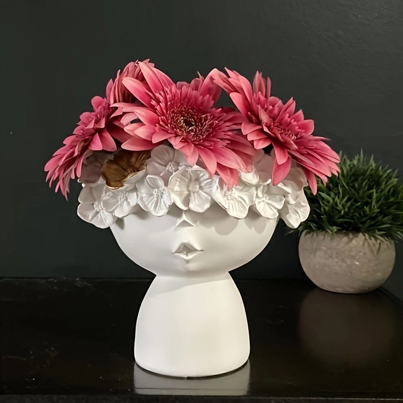 

1pc 3D Cute Girl Flower Pot Silicone Mold DIY Handmade Crafts Plaster Ornament Candle Making Epoxy Resin Mold For Home Decors