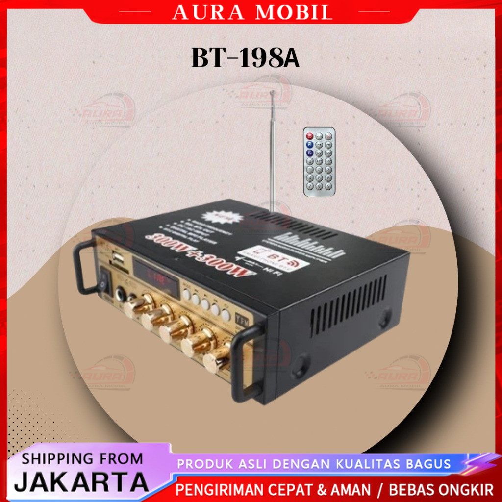AMPLIFIER BLUETOOTH AUDIO AMPLIFIER KARAOKE WIRELESS BT-198E -Aura Mobil