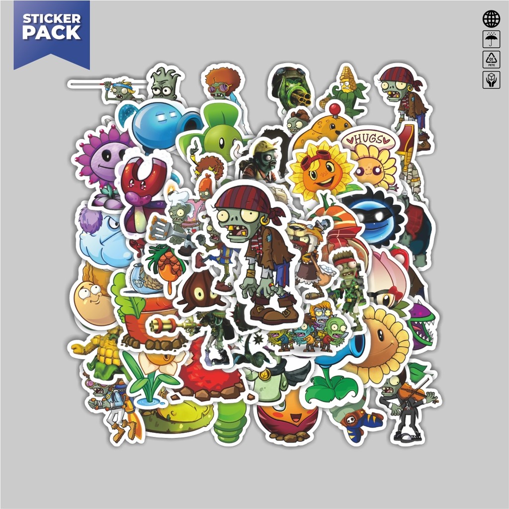 

[100PCS]Stiker Pack Stiker Game Series PLANT vs ZOMBIE Character Mix 5 Aesthetic Vinyl Anti Air Dekorasi Sticker Laptop Buku Journal Koper Helm Casing HP Gitar Helm Skateboard