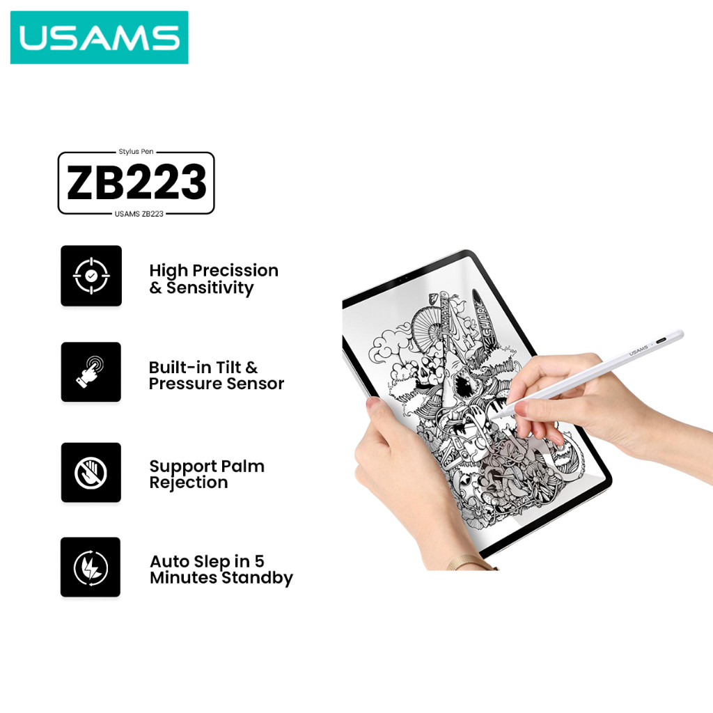 

USAMS ZB223 Tilt Sensitive Active Touch Screen Capacitive Stylus Pen For iPad
