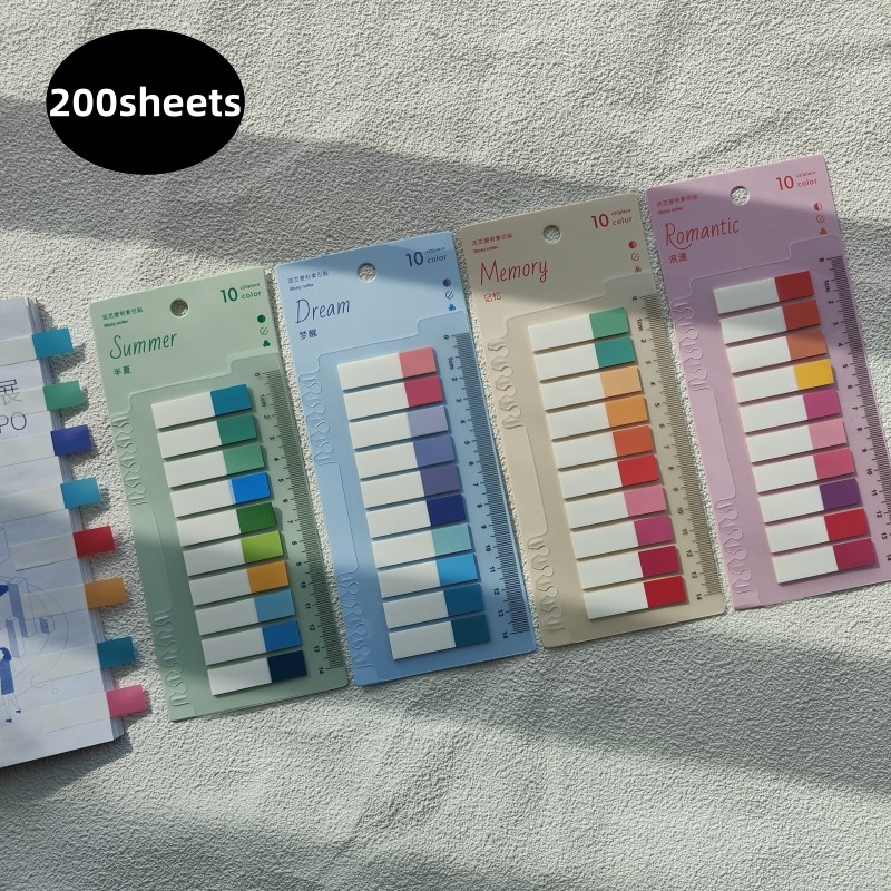 

200/800 Sheets Morandi Color Index Memo Pad Loose-leaf Sticky Notes Page Flag Markers Book Tabs Sticker Stationery Supplies