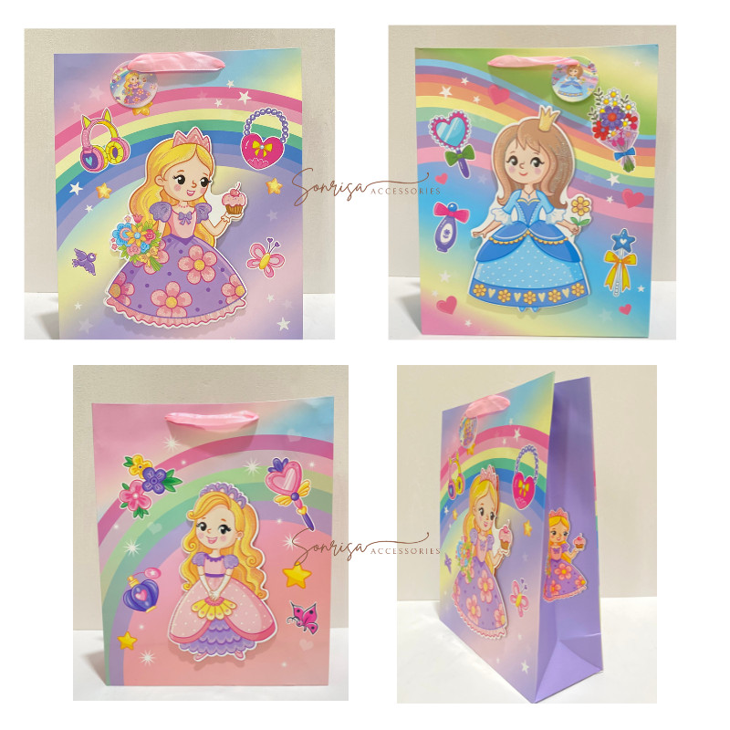 

Paper Bag 3D Princess Rainbow Glitter / Goodie Bag / Tas Kado Ulang Tahun Anak