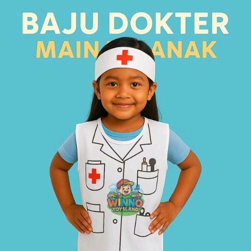 WINNO TOYSLAND - GROSIR Baju Dokter Mainan Anak SNI Bebas BPA Doctor Warna Putih ada aksesorisnya