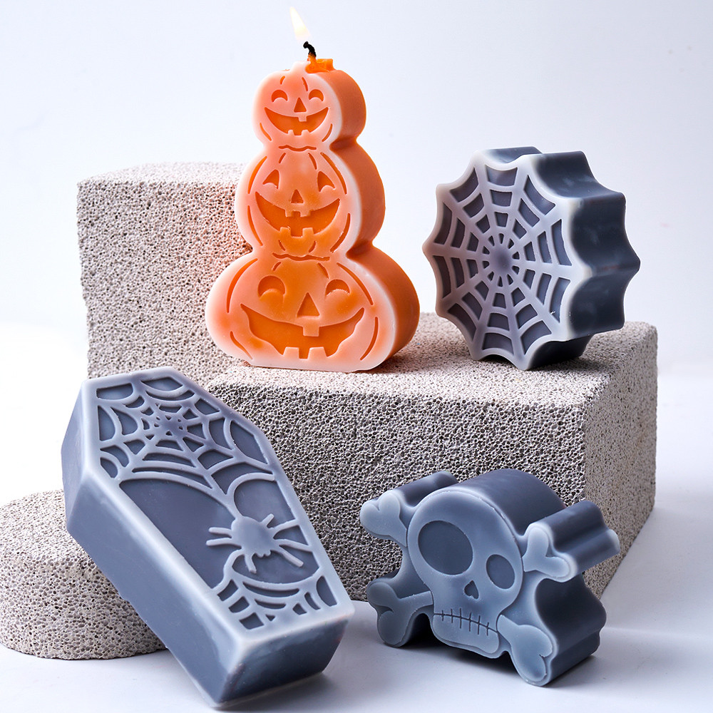 

New Halloween Ornaments Pumpkin Silicone Candle Mold DIY Ghost Bat Soap Crafts Making Molds Plaster Resin Mould Home Decor Tools