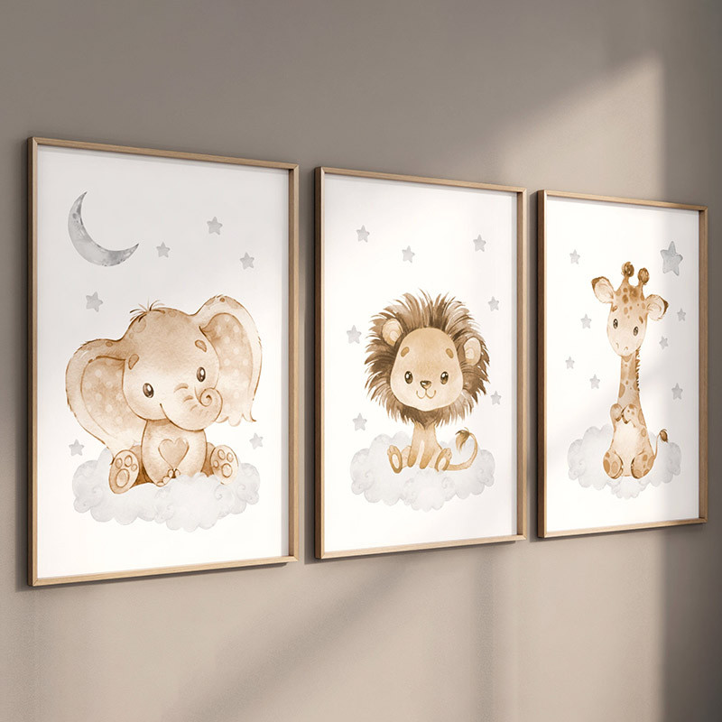 

Elephant Giraffe Lion Custom Baby Name Nursery Wall Art Canvas Painting Nordic Posters And Prints Pictures Kids Room Home Decor