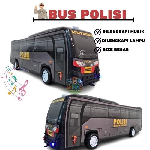 MINIATUR MOBIL BIS PELAYANAN POLISI POLICE CAR BUS UKURAN BESAR DILENGKAPI MUSIK DAN LAMPU JEDAG JED