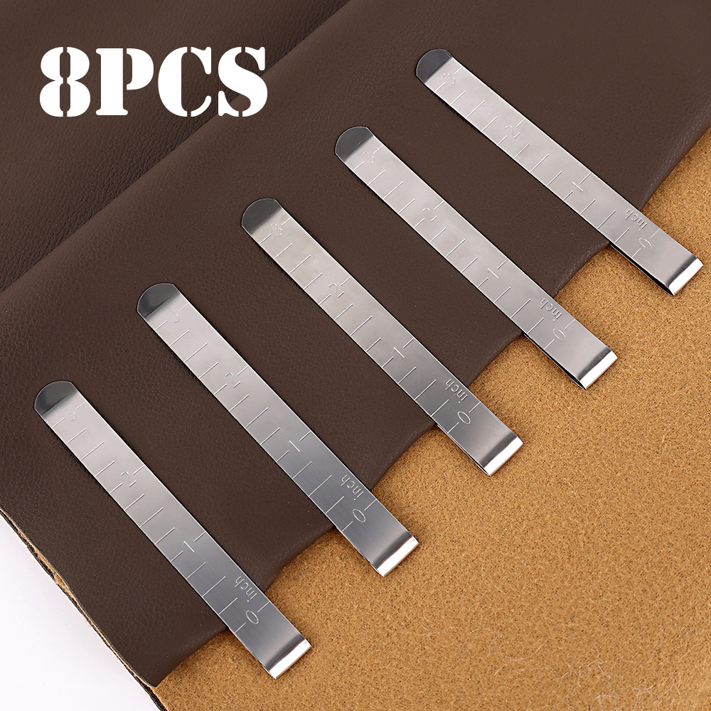 

4/8pcs Hemming Clips Stainless Steel Sewing Clips Measurement Ruler Marking Sewing Project Quilting Supplies (3 Inches)