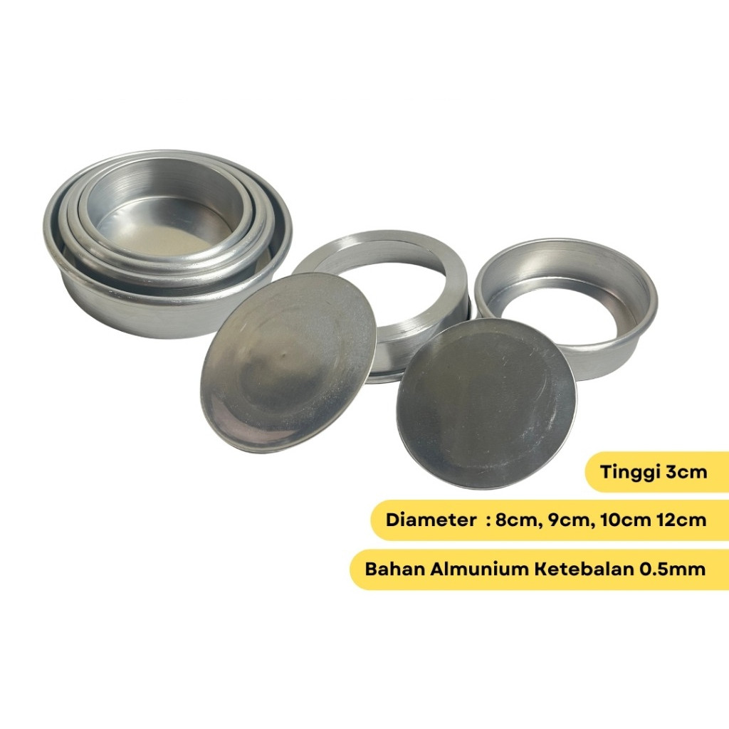 Loyang Bulat Press Bongkar Pasang Mini Tinggi 3cm  Almunium Anti Lengket