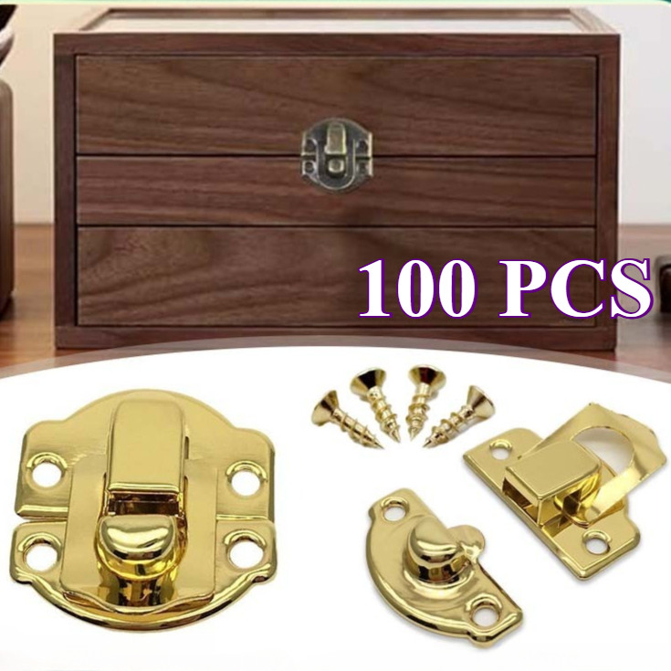 100Pcs 2.7cm Pengait Box Perhiasan Kunci Box Pengait Kunci Box Termasuk Sekrup Kotak Perhiasan Kunci