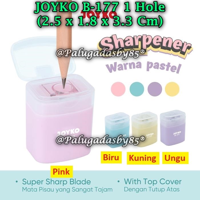 

(1 Biji) Rautan JOYKO B-177 Pastel 1 Hole / JOYKO Rautan Serutan Sharpener B-177 (1 Biji)