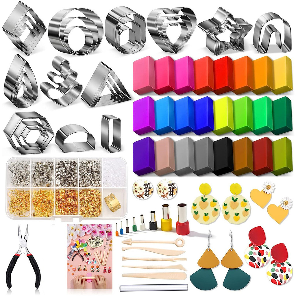 

Polymer Clay Earring Making Kit Stainless Steel Cutters Mold Handmade Tool Pottery Diy Ceramic Craft Designer Jewelry Supplies