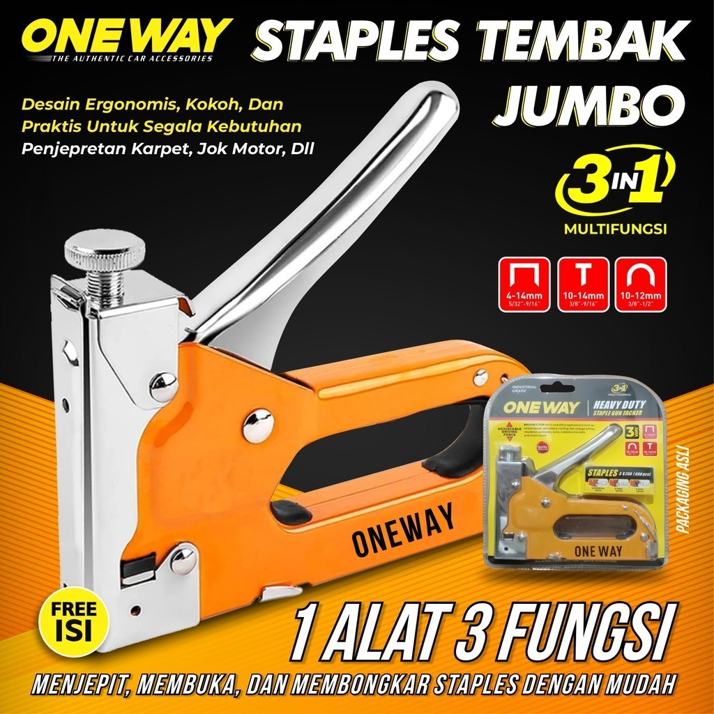 NAJMAHSHOP Staples Gun 3 in 1 Jumbo Staple Gun Tacker Stapler Tembak Multifungsi Kayu Tembok Kain