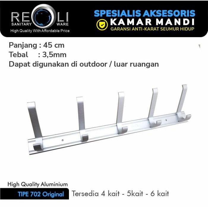 Kapstok Aluminium 5 Hook REOLI

