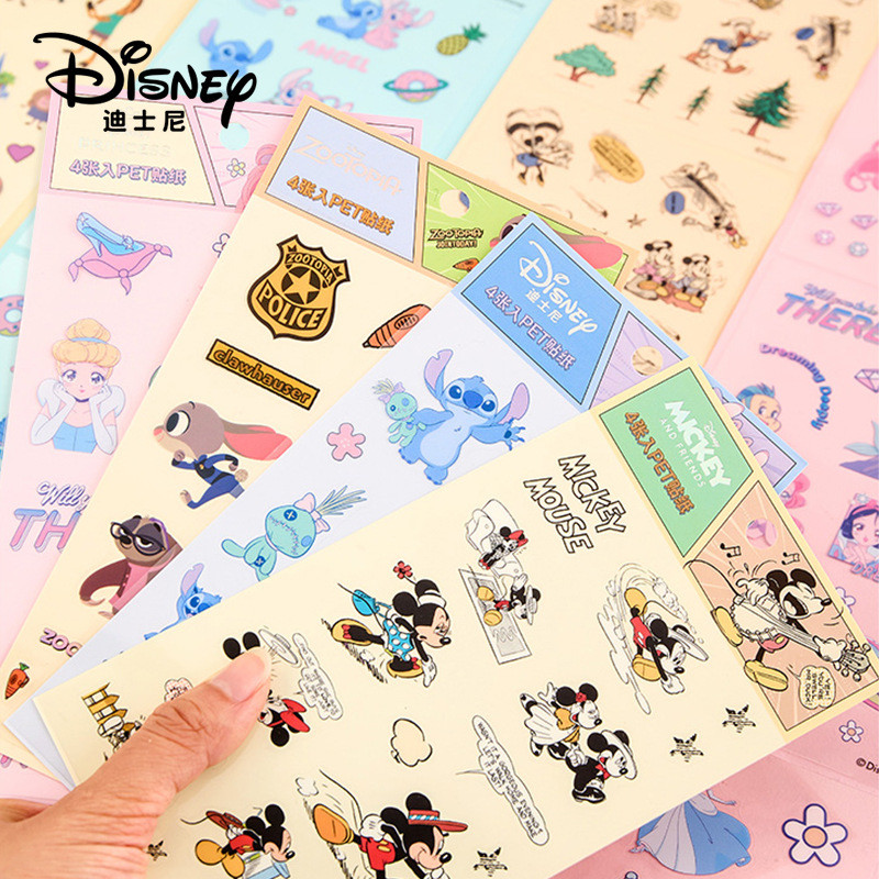 

4Pcs Disney Zootopia Transparent PET Cartoon Sticker DIY Decoration Set for Notebook Graffiti Kids Toy Fun Gift