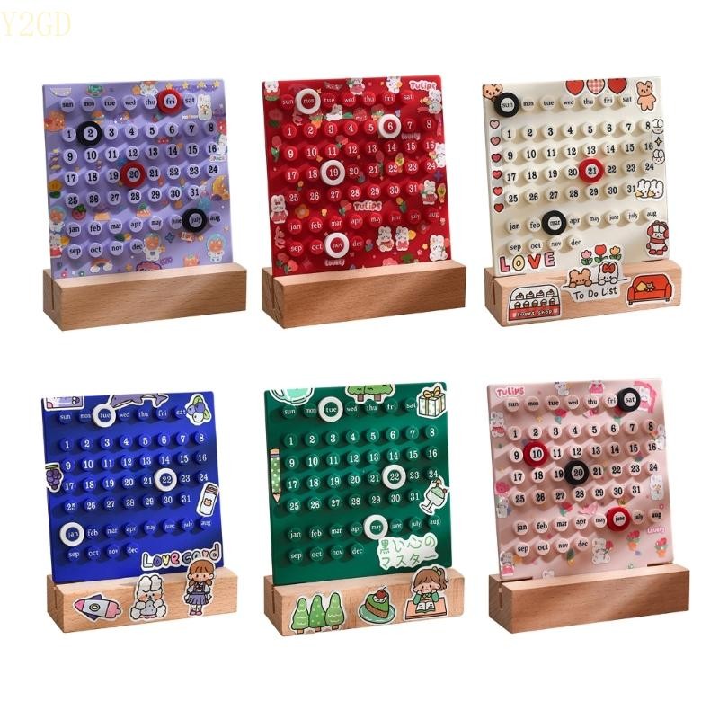 

Y2GD DIY Rings Desk Calendar Desktop Decorations Acrylic Date Record Gifts Home Decorations Office School Stationer