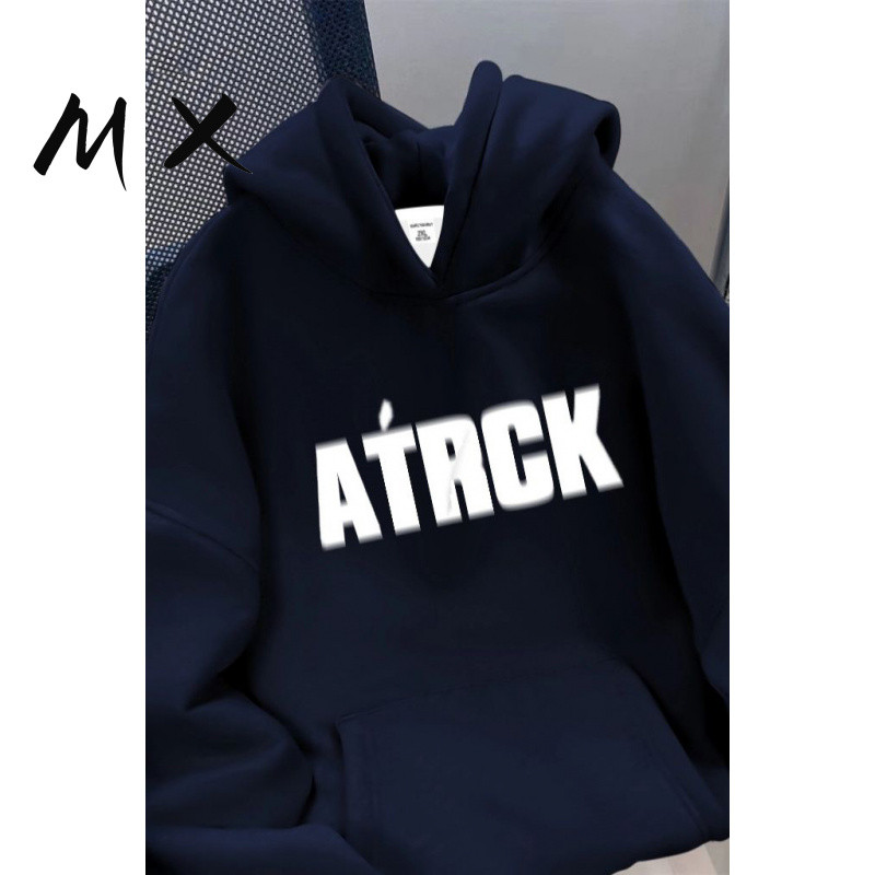 【Sweatshirt wanita baru】【Kaus pria】100% Katun Biru Tua Berlapis Fleece Musim Gugur Musim Dingin Swea