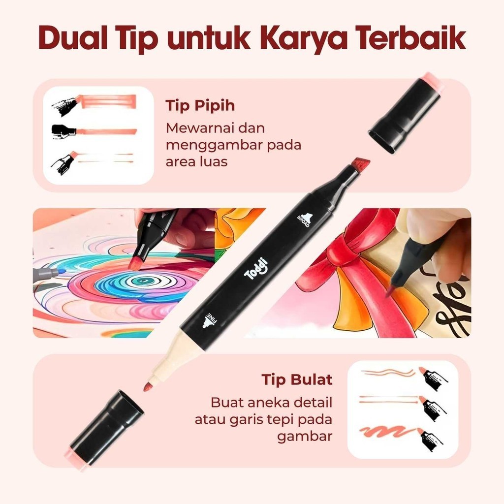

VERDOSTR Toddi Spidol Dual Side Fine Art Brush Art Marker Set 120 Warna - CY-006