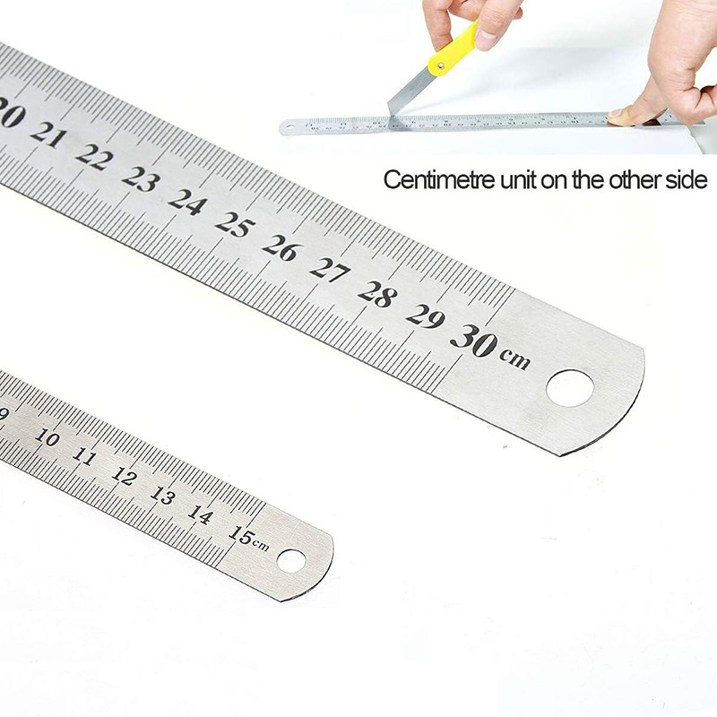 

Metal Scale Stainless Steel Straight Ruler Measuring Stationery Drafting Accessories Hand Measuring Tool School Office Supplies