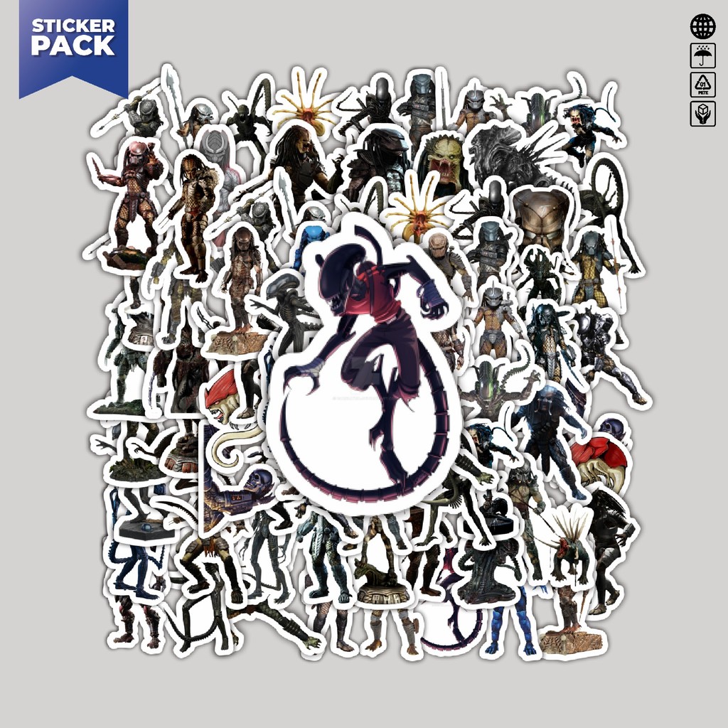 [100PCS]Stiker Pack Stiker Movie Series Alien vs Predator Karakter Mix 1 Aesthetic Vinyl Anti Air De