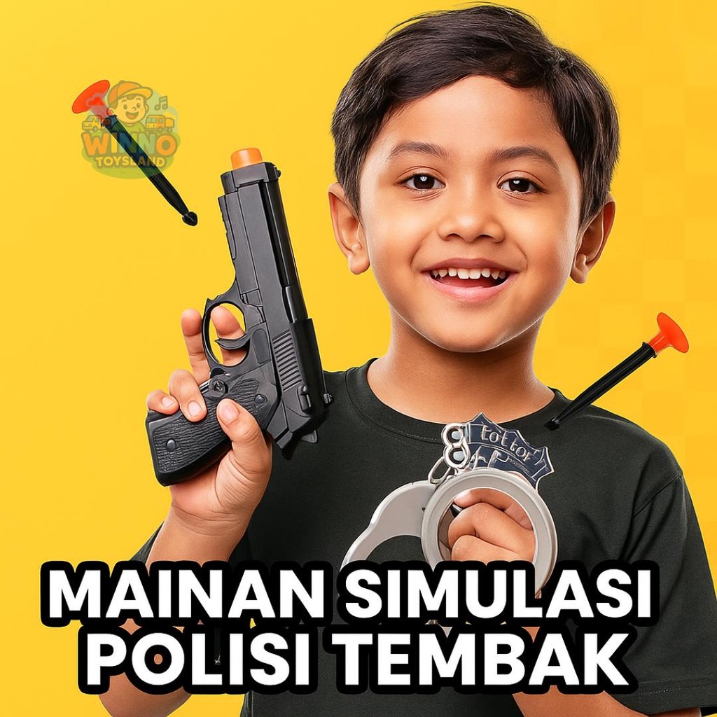 COD Pistol Mainan Anak Aman SNI Bebas BPA Bahan Plastik Gratis 3 Peluru lunak 1 Borgol 2 Tembakan