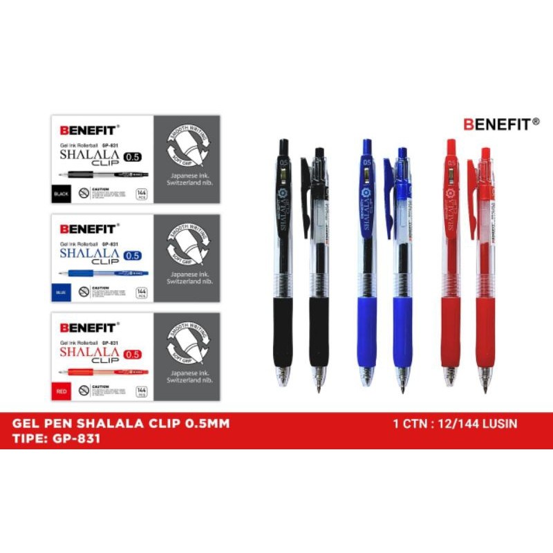 

Pulpen Gel Benefit Gp-831 Shalala 0.5mm ( 1pak/12pcs )