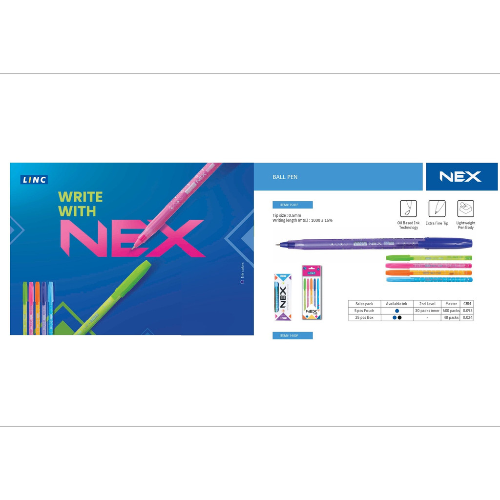 

PENTONIC BUKA TUTUP LINC NEX BALL PEN 0.5 mm (25 PCS)