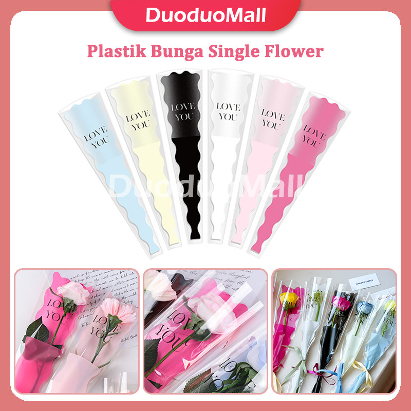 

Plastik Bunga 1 Tangkai isi 50 / Love you Cellophane Single Rose /Kantong Plastik Bunga