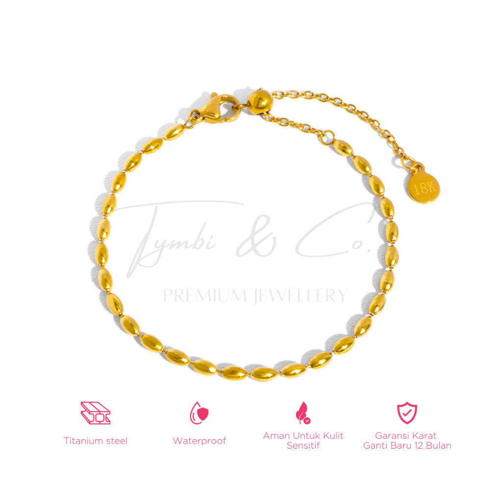 Tymbi&Co - Zoe Adjustable Bracelet | Gelang Serut Anti Karat Titanium