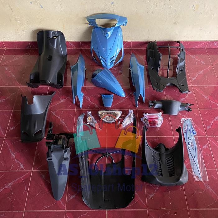 FULL BODY HALUS KASAR 1 SET LAMPU MIO SPORTY BIRU TELUR ASIN - PLUS STRIPING