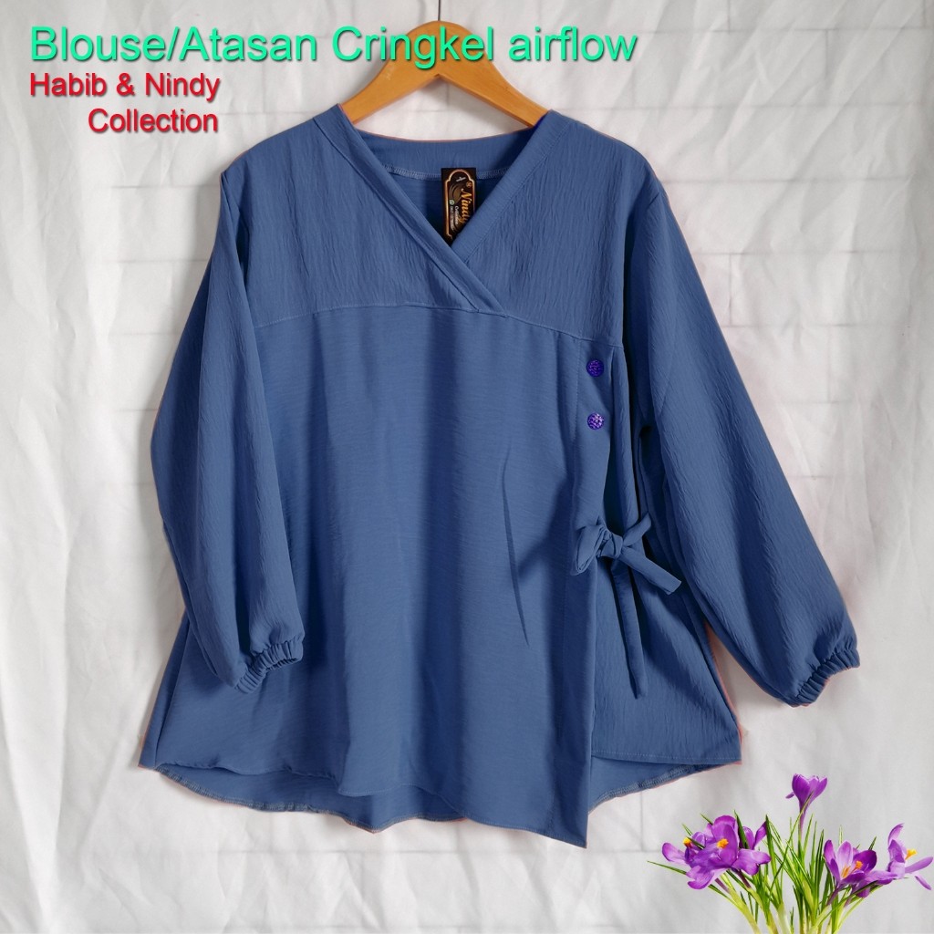 Pakaian baju busana wanita atasan blouse Cringkel airflow remaja dewasa model terbaru kekinian yang 