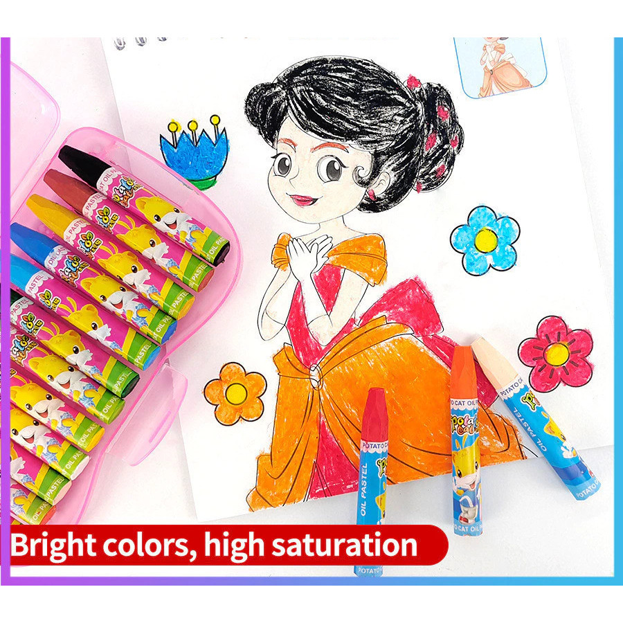 

Crayon Anak Karakter 12 Warna / Krayon Set / Oil Pastel