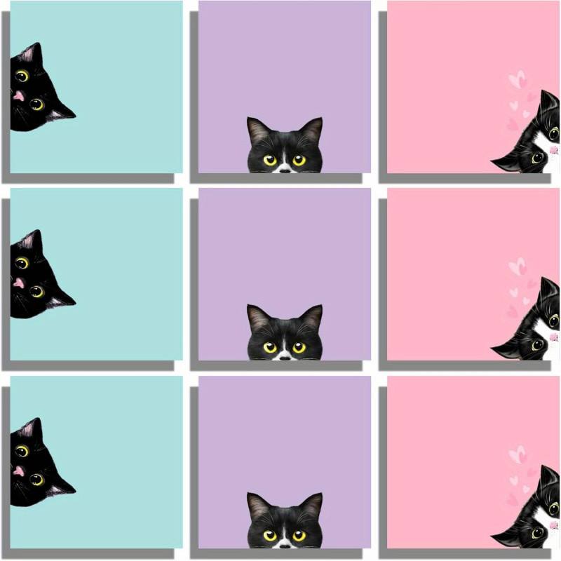 

6/9pcs Cat Sticky Notes Set, Cute Memes Super Sticky Sticky Note Cards for Cat Lover Gifts, Teacher's Office and School Supplies