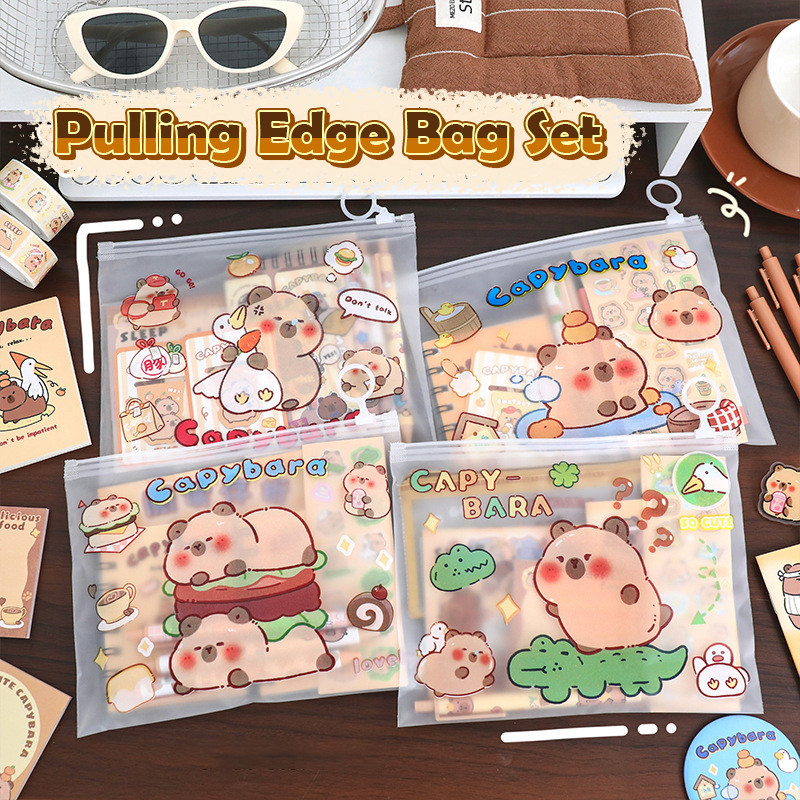

1Set Cartoon Stationery Supplies Set Notebook Pens Bookmarks Accessories Ideal For Students Study Gift Capybara Stationery Set
