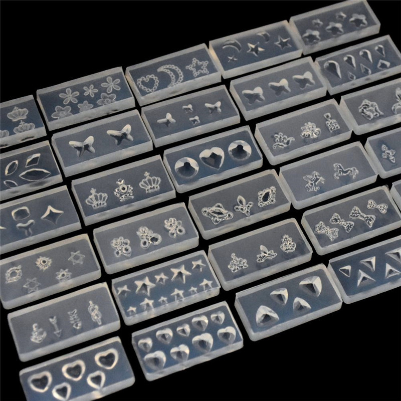 

SNASAN Tiny Beads Crown Heart Star Moon Kiss Nail Art Earrings Silicone Mould Jewelry Casting Tool UV Epoxy Resin Silicone Mold