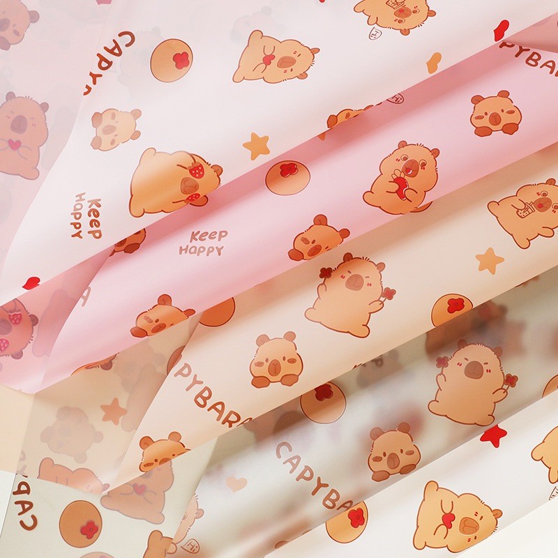 

[ 20 LEMBAR ] Kertas Buket Wrapping Motif Anak CAPYBARA / Kertas Kado Anak Corak Kartun Ecer Lembaran KB83