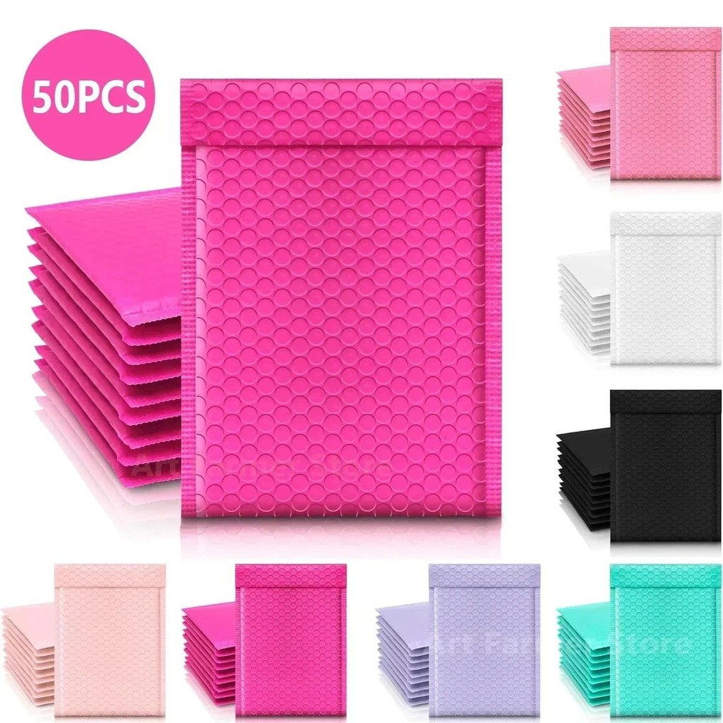

50Pcs Delivery Package Packaging Pink Small Business Supplies Envelopes Shipping Packages Bubble Envelope Packing Bag Mailer