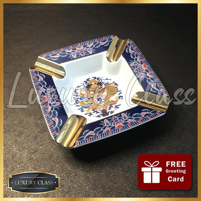 Ceramic Ashtray Dragon Pattern, Asbak Keramik Mewah