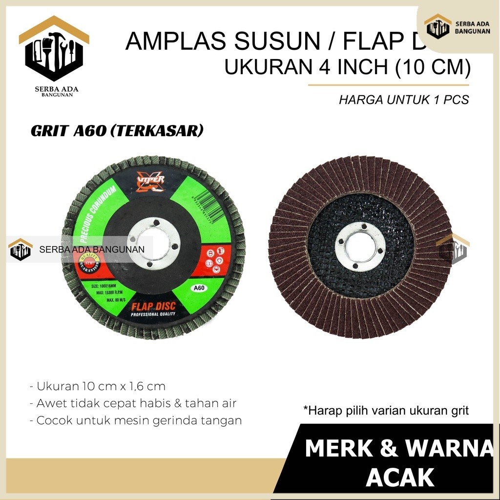 SAB AMPLAS GERINDA / AMPLAS SUSUN / FLAP DISC 4 INCH FLAPDISC SANDING POLISHING TERMURAH
